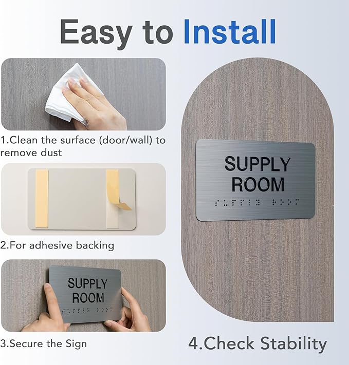 AUTHORIZED Signs with Raised Text & Grade 2 Braille, Brushed Aluminum/Silver Finish Easy Install with Double-Sided Tape, ADA Compliant Conference Room Office Door Sign