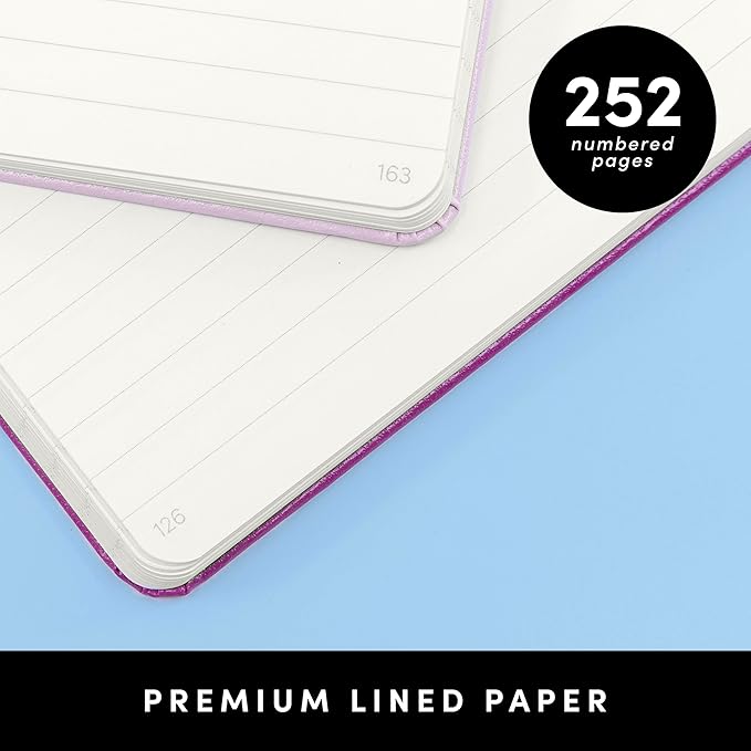 PAPERAGE Lined Journal Notebook, (Blush), 252 Pages, Medium 5.6 in x 8 in - 100 GSM Thick Paper – Hardcover Journaling Notebook for Work, School & Note Taking