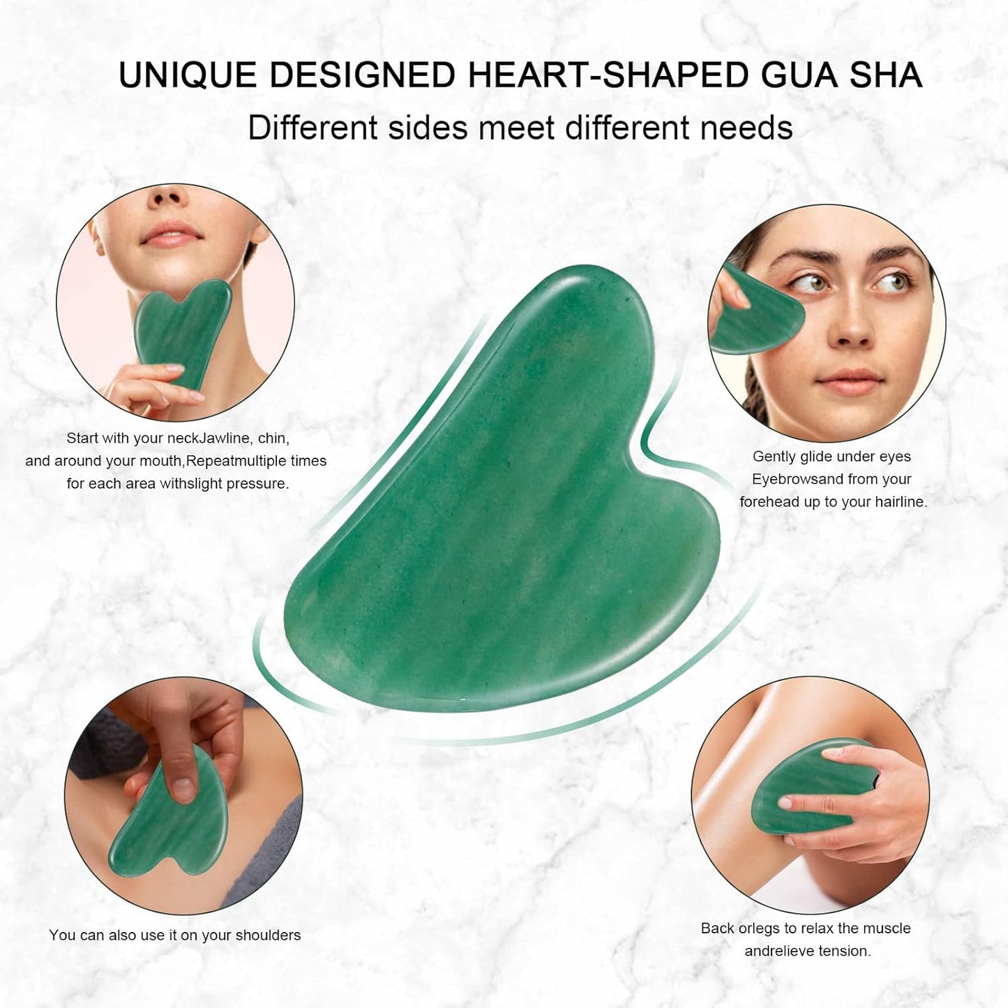 Jade Roller for Face, Facial Roller Massager Skin Care Tool, Gua Sha Facial Tools for Face, Neck, Eyes, Reduce Puffiness of The Skin (Green)