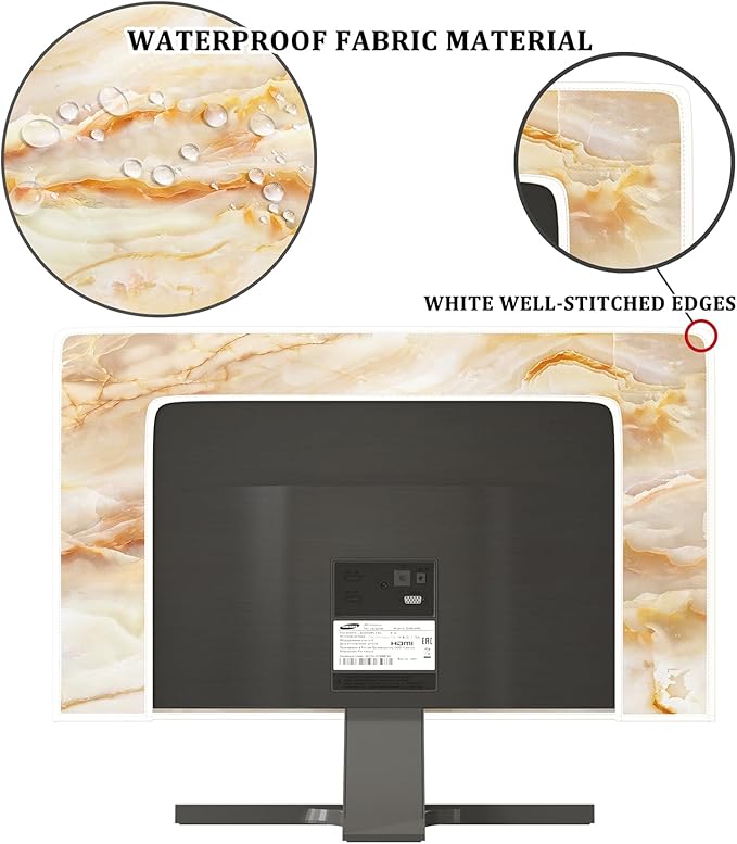 Baocicco Abstract Waterproof TV Screen Cover with Marble Design Aesthetic Television Covers for Xmas Decoration Anti-Static Dustproof Protective Cover for LED LCD OLED TVs 45, 46, 47, 48 Inch