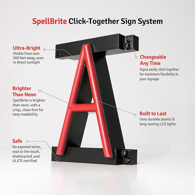 SpellBrite EXIT Sign | Directional Sign with Neon Look, Red LED Light Source | 14.1" x 6.3"
