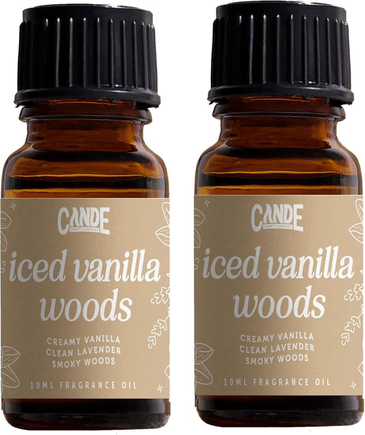 CANDECraftCo Premium Fragrance Oil – Diffuser Oils Fragrances Scented for Home, Candle Soap Making Supplies, Aromatherapy Blends for House (0.34 Fl Oz) (2-Pack, Iced Vanilla Woods)