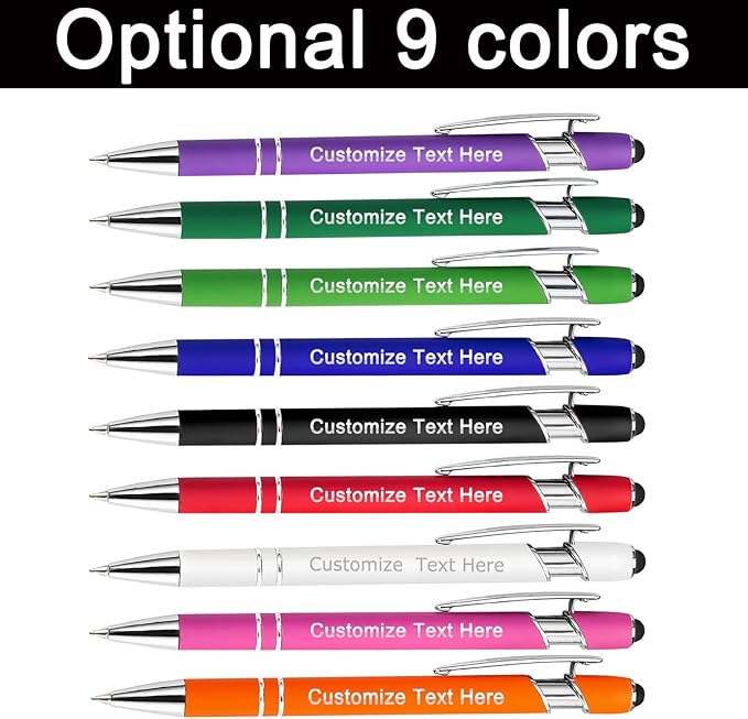 XJone Custom Pens Bulk Personalized Ballpoint Pen with Stylus Tip Customized Engraved Pens with Name Logo Soft Black Ink with Touch Metal Office for Business Office Teacher School Corporate Gifts Red