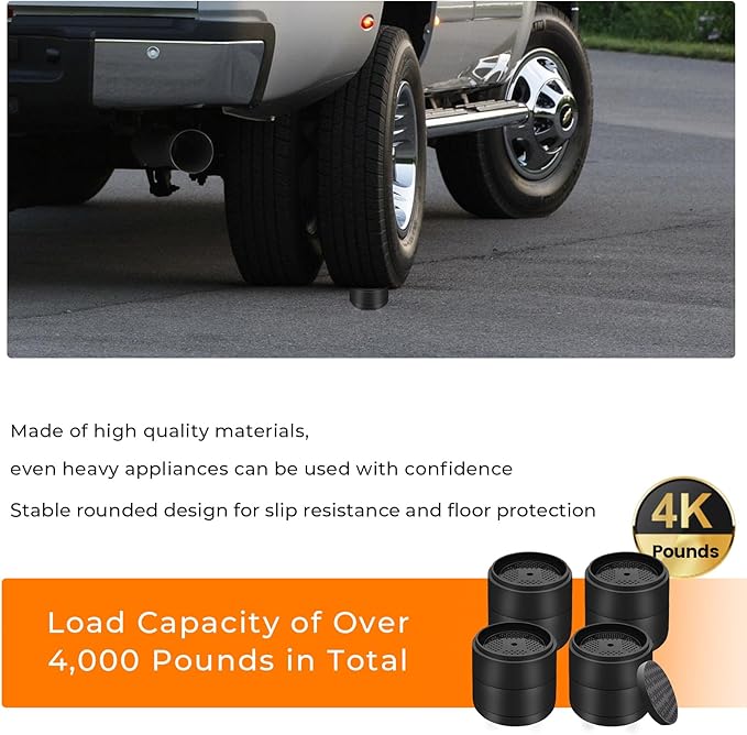 Furniture Risers Bed Risers Heavy Duty 1 inch, 2 inch, 3 inch, 4 inch Round Adjustable Bed Lifts Riser for Desk Legs Table Couch Sofa Chair Refrigerator Washing Machine (1+1+1 Inch, Black, 8 Pack )