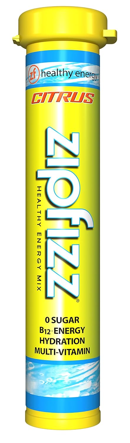 Zipfizz Daily Energy Drink Powder, Citrus, 20 Pack, 3-in-1 Sustained Energy, Rapid Hydration, and Essential Vitamins, Sugar-Free, Electrolyte Powder, Contains Vitamin B-12 & Antioxidants