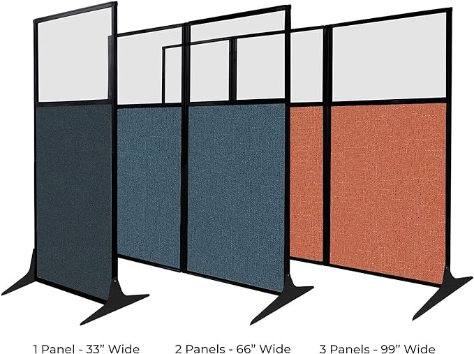 Versare Workstation Partition | Portable Wall Divider | Modern Office Cubicle | Free Standing Privacy Screen | Flexible Work Space | 66" x 70" Navy Blue Fabric Panels