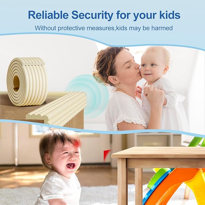 Edge Protector,Baby Proofing Baby Edge Protector Strip Safety,Soft Rubber Foam Padding,Edge Corner Guards Protector Corner Edge Bumpers for Furniture (Black, 16.4Ft x 3.93" W x 0.4" Th)
