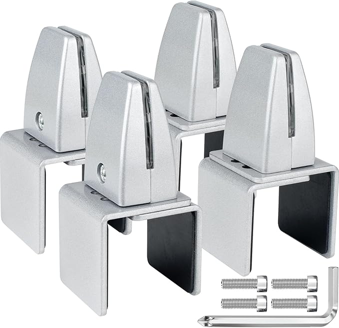 4 Packs Sneeze Guard Support, Aluminum Vertical Partition Board Clamp, Acrylic Desk Divider Support Clamp, Desk Shield Privacy Panel Clamps for Clear Shield for Countertop Reception
