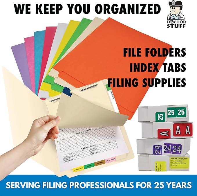 2025 Year Stickers, Doctor Stuff 2025 Chart Stickers, Safeguard Style Ringbook Sheets, Light Orange Color Coded, USA Made Year Labels for End Tab File Folders, 270/Package, 3/4" x 1-1/2"