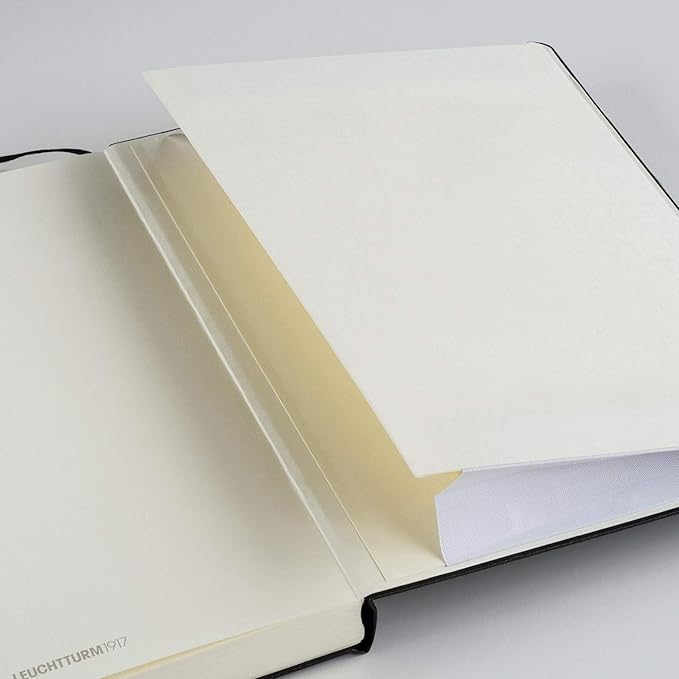 LEUCHTTURM1917 - Notebook Hardcover Master Slim A4+ - 123 Numbered Pages for Writing and Journaling (Black, Squared)
