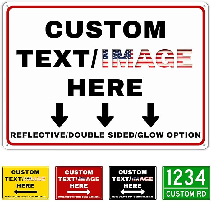 Custom Sign Outdoor Metal Large, Left or Right Arrow, 24''x18'' Glow in the Dark/Reflective Option, Personalized Address Plaque, Customize for Business Logo, Office, Home, Yard