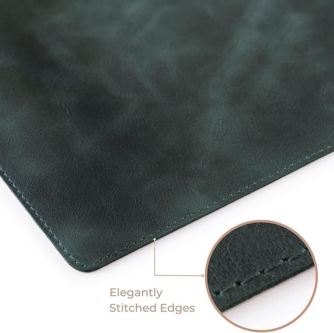 Node Leather Calfskin Leather Desk Pad – Executive Office Desk Mat with Non-Slip Bottom – Smooth Surface for Mouse & Keyboard – Wide Desk Protector 15 3/4" x 38" – Real Leather Desk Blotter