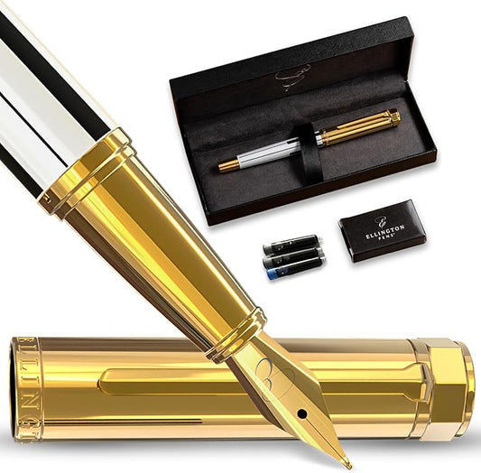 Ellington Pens Luxury Fountain Pen Set - Smooth Fine Nib- Includes 3 Ink Cartridges, Refillable Ink Converter, Gift Box- Fountain Pens For Writing, Calligraphy, Journaling, Sketching (Master Chopin)
