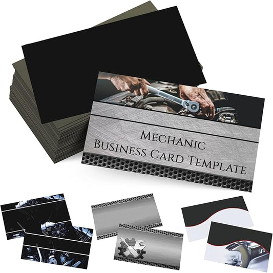 Custom Business Cards Personalized Business Cards for Small Business 300gsm Matte Paper Front & Back Sides Printed 3.5" x 2" - Mechanic Template