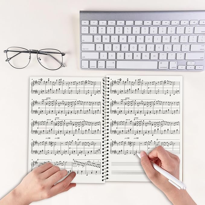 DOMMI Blank Sheet Music Composition Notebook 2 Packs, Manuscript Staff Paper Notebook with 200 Pages 26x19cm, Spiral Bound Music Songwriting Notebook for Songwriters, Musicians, Teachers, Green