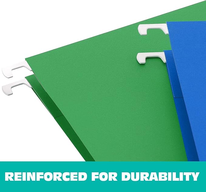 HERKKA Extra Capacity Hanging File Folders, 60 Pack Reinforced Letter Size Hanging Folders with Heavy Duty 1 Inch Expansion, Designed for Bulky Files, Medical Charts, Adjustable Tabs, Assorted Colors