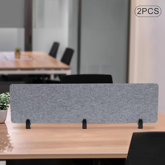 Clamp-On Acoustic Desk Divider, 2Pcs 60x16in Acoustic Partition, Desktop Privacy Panel, Sound Absorbing Workstation Panel (Castle Gray, 60" x 16")