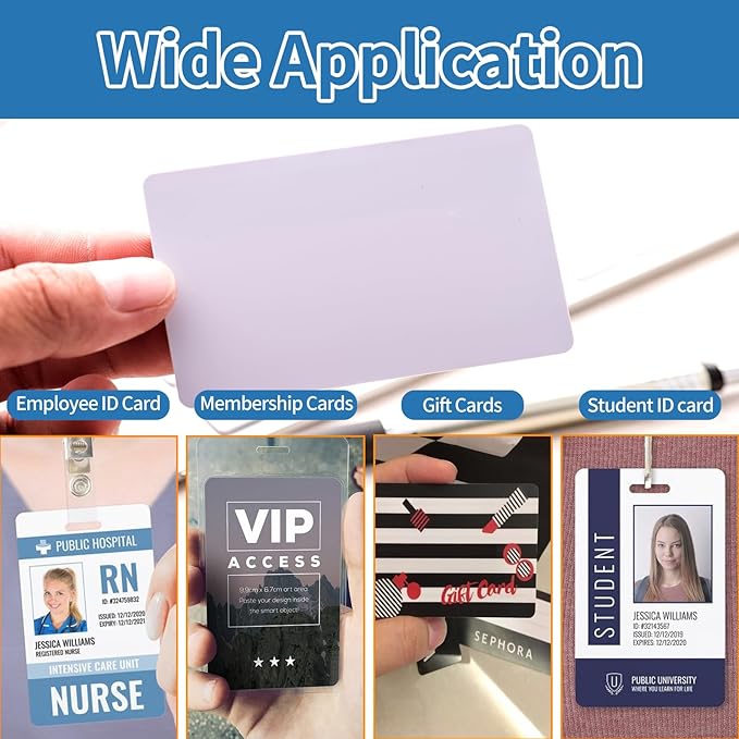 500 Pack - Premium Blank PVC Cards for ID Badge Printers - Premium Quality White CR80 30 Mil (CR8030) by KLMNDUO - Compatible with Most Photo ID Badge Printers(White)