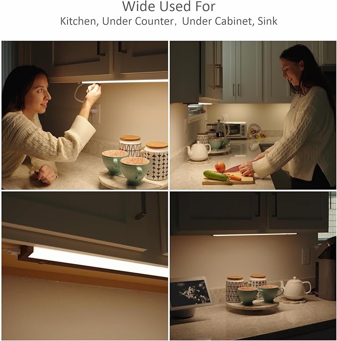 Leetdud LED Under Cabinet Lighting Hardwired or Plug in, 32 Inch 16W, Dimmable 5 Color 2700K/3000K/3500K/4000K/5000K, Linkable Eyes Care Design Counter Lights for Kitchen, Sink, ETL Listed, Bronze