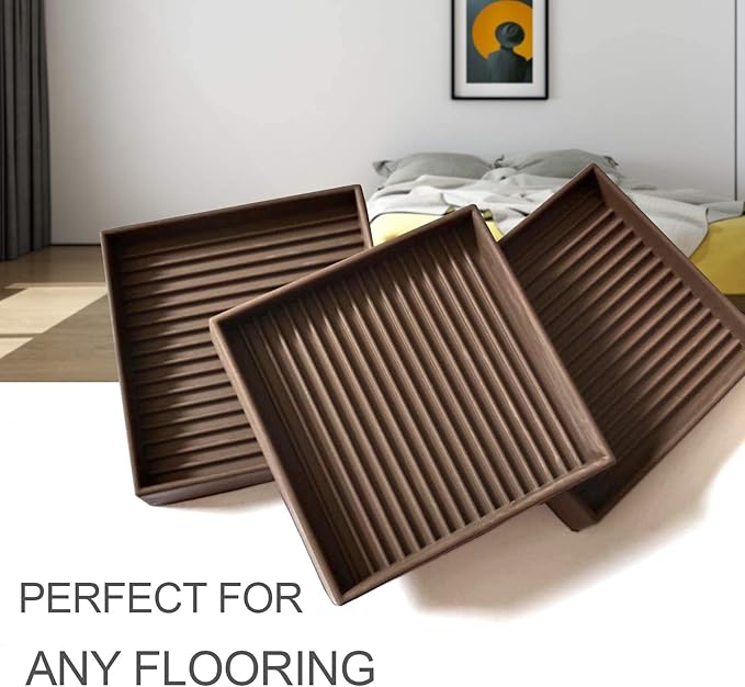 Yelanon Furniture Coasters,4 Pcs 4” Furniture Caster Cups - Non Slip Pads Hardwood Floors - Non Skid Furniture Grippers, Rubber Furniture Feet, Anti Slide Floor Protector for Bed Couch Stoppers