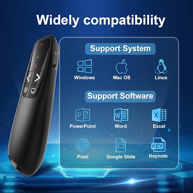 (4 Units) Wireless Presentation Clicker PowerPoint Presenter Remote: Clicker with Red Laser Pointer Long Range PPT Control -Power Point Google Slide Advancer for Mac Laptop PC Computer Keynote