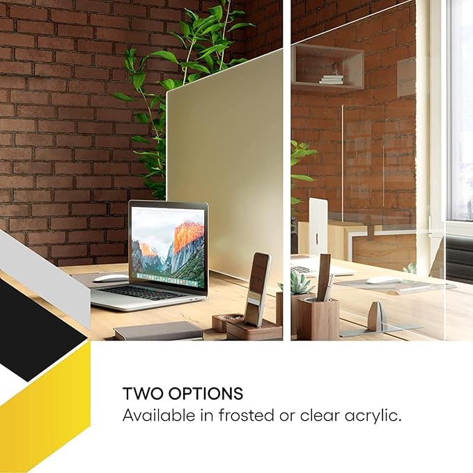 OBEX Acrylic Free Standing Screen, Divider for Desk Privacy Home & Office Partitions for Table Top Workstation, Portable Cubicle Panel for Work, 12" x 66", Clear