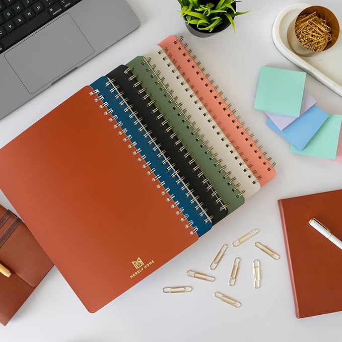 Merely Home | Ultimate Yearly, Daily, Weekly, Monthly Planner | 8.25" x 11.75" | To Do List Notebook for Work | Simple Design | Multiple Layouts | Academic Planner and Organizer Notebook (Rust, Yearly Planner - Portrait)