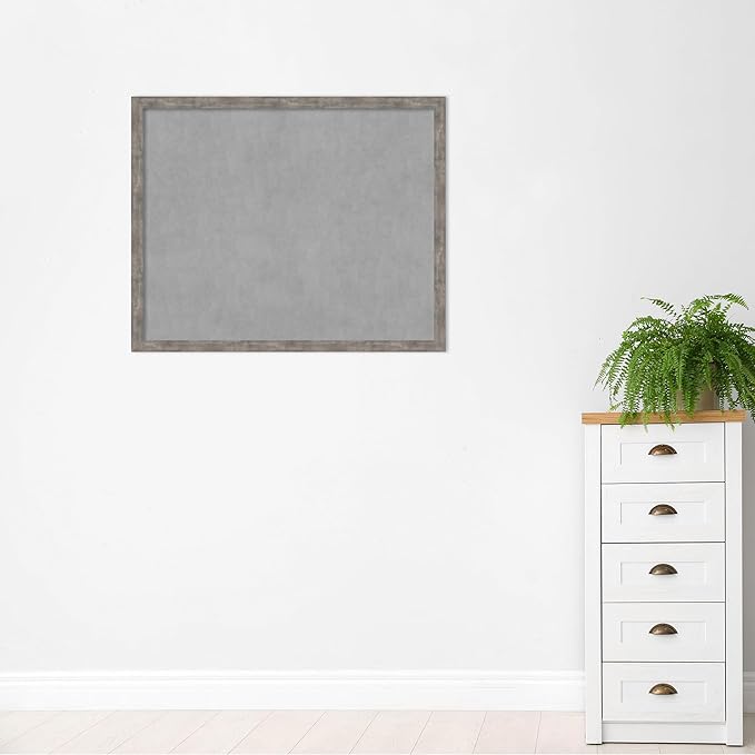 Amanti Art Silver Framed Magnetic Board 35x43 X-Large Vision Board for use with Magnets, 100% Metal Sheet to Display Items as Office Decor or for Home Organization in mudroom, Kitchen or Kids Room