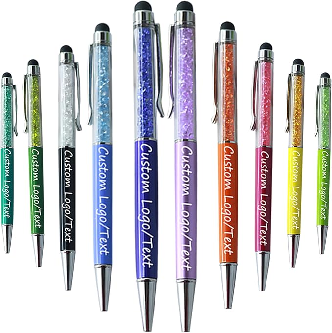 Yucold Customized Pens with Name/Logo - Touch Screen Stylus Ballpoint Pen, Perfect for Weddings, Business & Personalized Gifts (Multicolor,20)