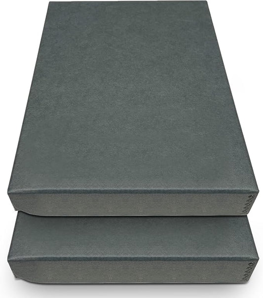 Golden State Art, Archival Folio Storage Box 9x12, Clamshell Design with Metal Edge, Preserve and Store Photos Documents Cards Prints Arts Crafts DIY, Gray, Pack of 2