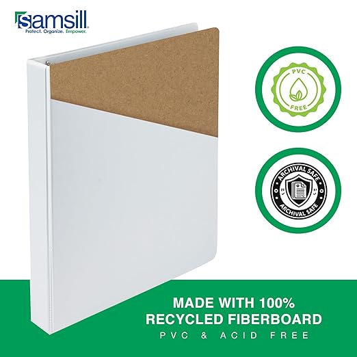 Samsill 3 Inch 3 Ring Binders, Made in USA, Economy Round Ring, Clear View Cover, 550 Sheet Capacity - for School, Home, Office - White, 12 Pack