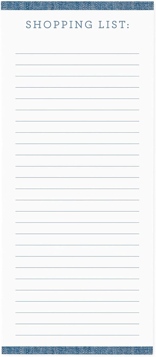 Graphique Magnetic Notepad, Chambray – 100 Sheets, 4” x 9.25” x .5” – Front Says, “Shopping List”, Sticks to Any Magnetic Surface, Perfect for Shopping and Grocery Lists, Makes a Great Gift