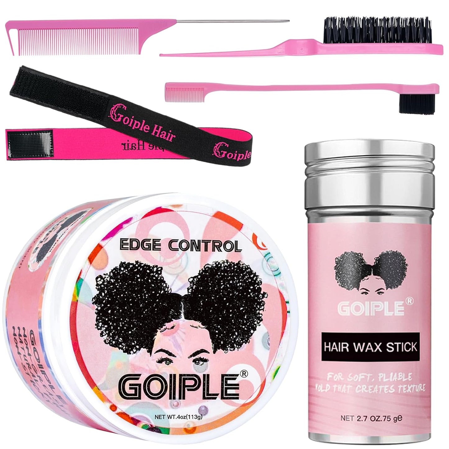 Strong Hold Non-Greasy Edge Control Gel and Wax Stick with Hair Comb for All Hair Types - No Flaking Edge Wax for Styling Black Hair Wigs