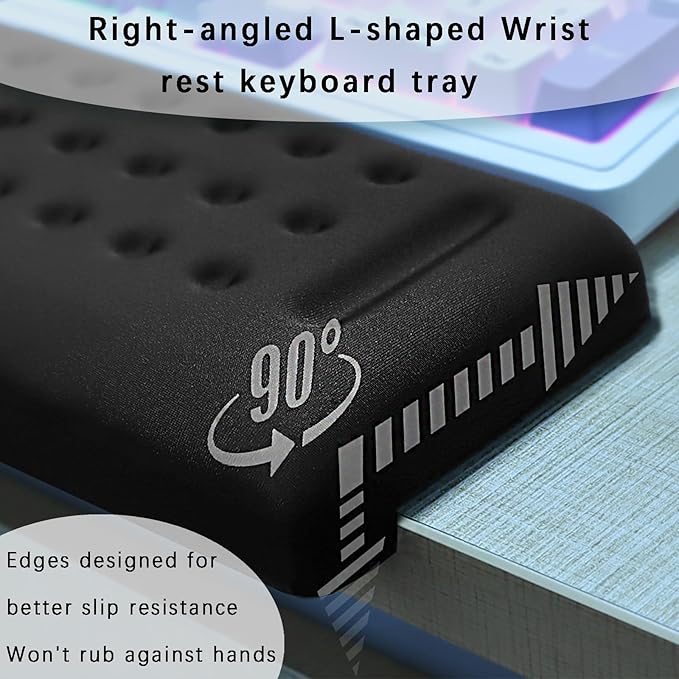 Pack of 2 L-Shaped Wrist Rest Keyboard, Memory Foam Arm Rest Desk, Ergonomic Wrist Rest for Palm, Wrist & Forearm, Office & Home(Darkblue)