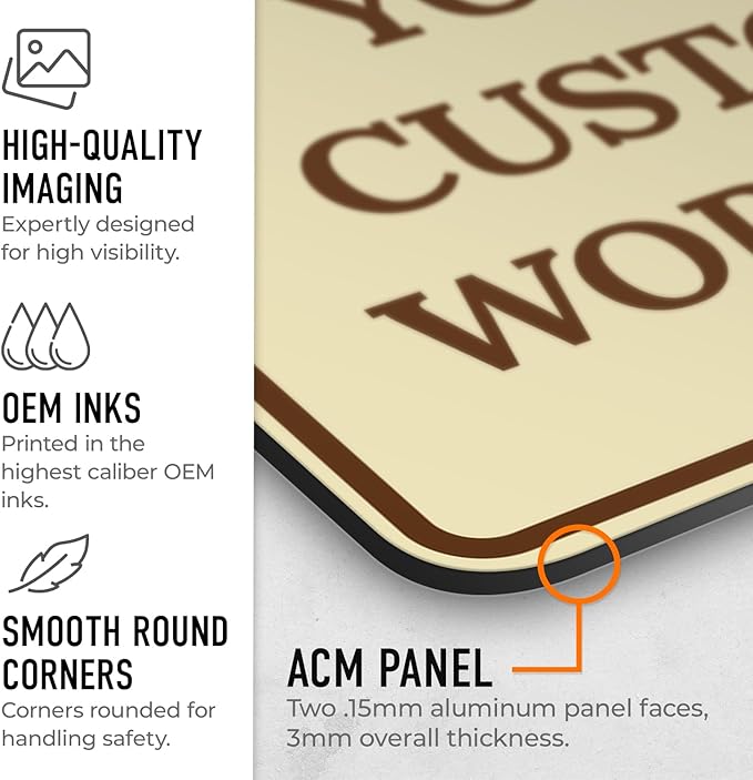 Custom Decorative Sign, Personalized Metal Sign for Business, Driveway, Home, Airbnb, Office Door Plaque, Brown Border Sign, 18x24 Inches, ACM, Fade Resistant, Made in USA by Sigo Signs