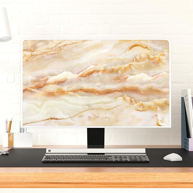 Baocicco Abstract Waterproof TV Screen Cover with Marble Design Aesthetic Television Covers for Xmas Decoration Anti-Static Dustproof Protective Cover for LED LCD OLED TVs 65 Inch