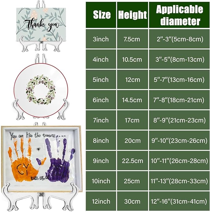 LonlyEagle 12 Pack 4 Inch Clear Plastic Easels or Stand/Plate Holders to Display Pictures or Other Items at Weddings, Plate Stands for Home Decoration, Birthdays, Tables