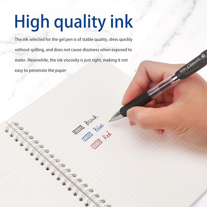 Classic Retractable Gel Roller Pens, 0.7mm Fine Point, Red Ink (Red - 12 Packs)