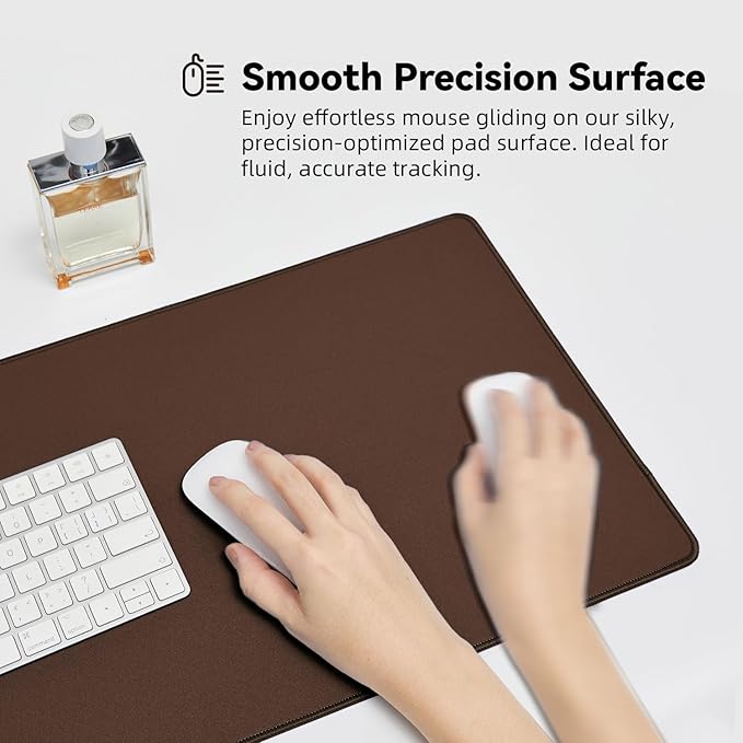 Reniteco Waterproof Large Gaming Mouse Pad with Durable Stitched Edges, Non-Slip Rubber Base, Grainy Jacquard Mouse Mat Desk Pad for Home Office Gaming, 35.4''x15.7''x0.12'', Matte Brown