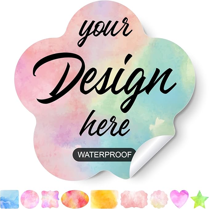 Custom Stickers Personalized Labels - Customized Stickers with Any Design Image Logo Text,Custom Stickers for Business Logo,Custom Thank You Label Stickers,100 Labels (Flower,6"x6")