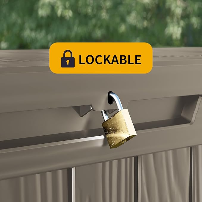 Decksplore 50 Gallon Outdoor Storage Box Waterproof Lockable Resin Deck Box Large, Patio Storage Bin for Pool Accessories Cushion Furniture, Garden Tools, UV-Resistant Outside Delivery Grey