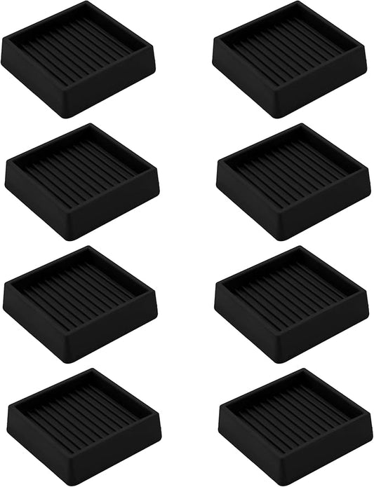 2.5X2.5 Rubber Caster Cups, Non Slip Furniture Pads, Anti-Slip Gripper, Anti Skid Furniture Feet, Anti Slide Floor Protector for Bed Couch Stoppers - 8 Pack Black