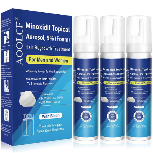 5% Topical Minoxidil Foam, Minoxidil for Men and Women, Infused with Biotin, Hair Growth Treatment, Supports Thicker and Fuller Hair & Beard (Minoxidil Foam, 6.33oz, 3 Month Supply)