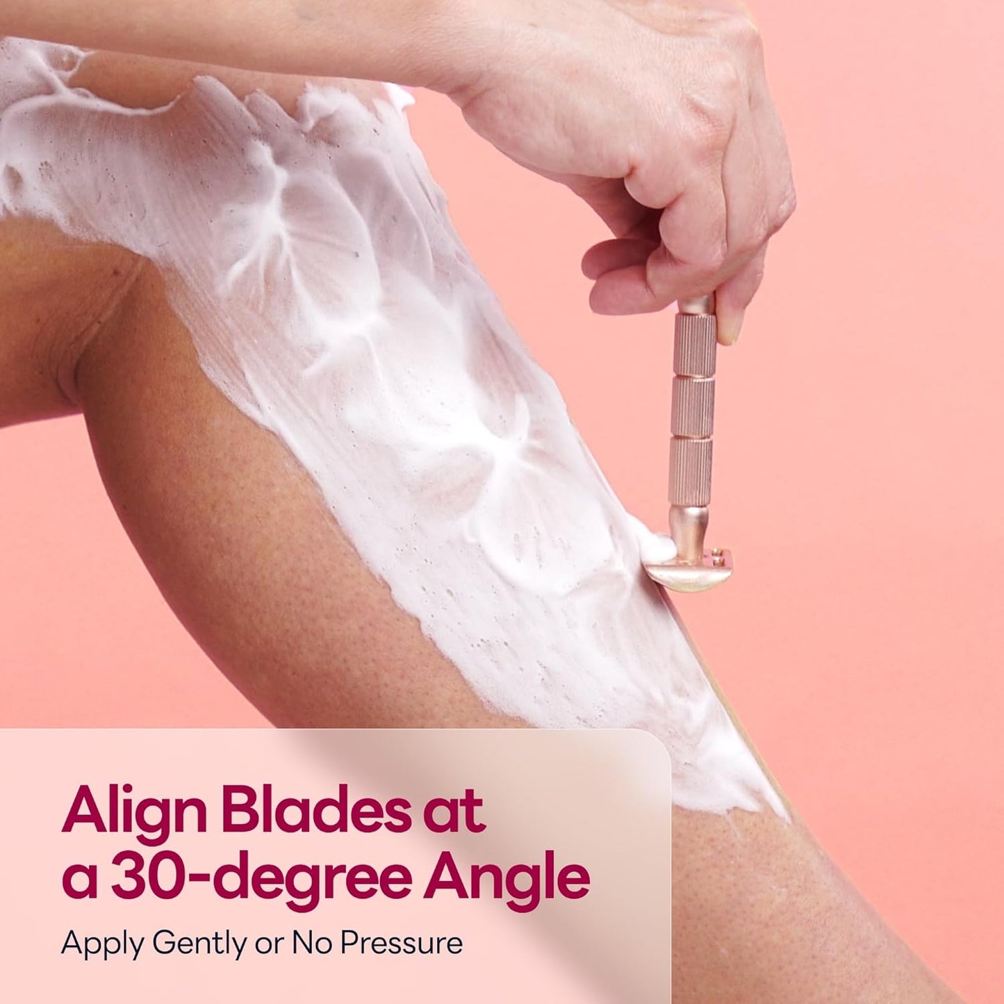 Rose Gold Double-Edge Safety Razor, Single-Blade Razors with 5 Stainless Steel Blades, Reusable Metal Razor for Men and Women