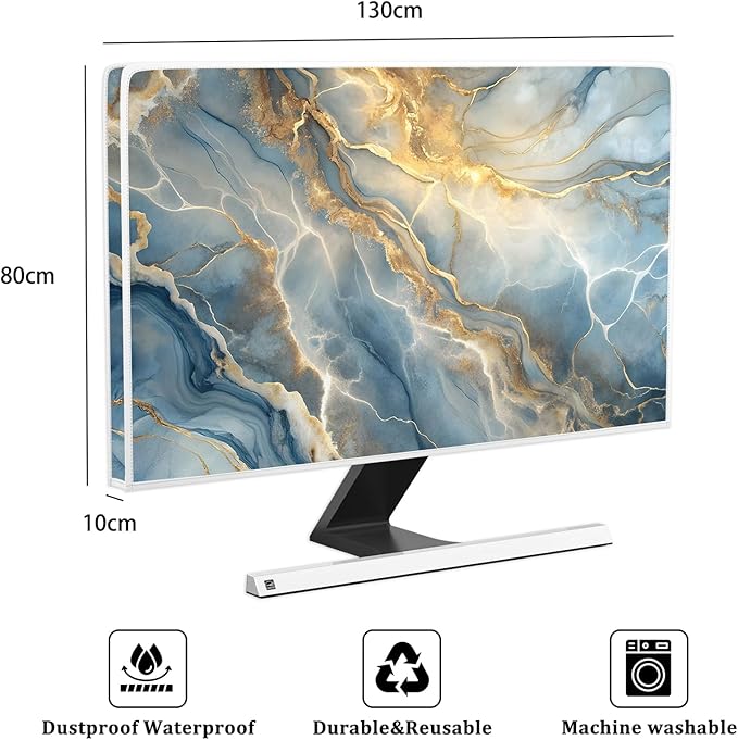 Baocicco Gold Blue Waterproof Screen TV Cover 55 Inch Modern Full Body Covers for Television Screen Panel Case TV Sleeve Compatible with Television LCD LED PC, Desktop and Home TV