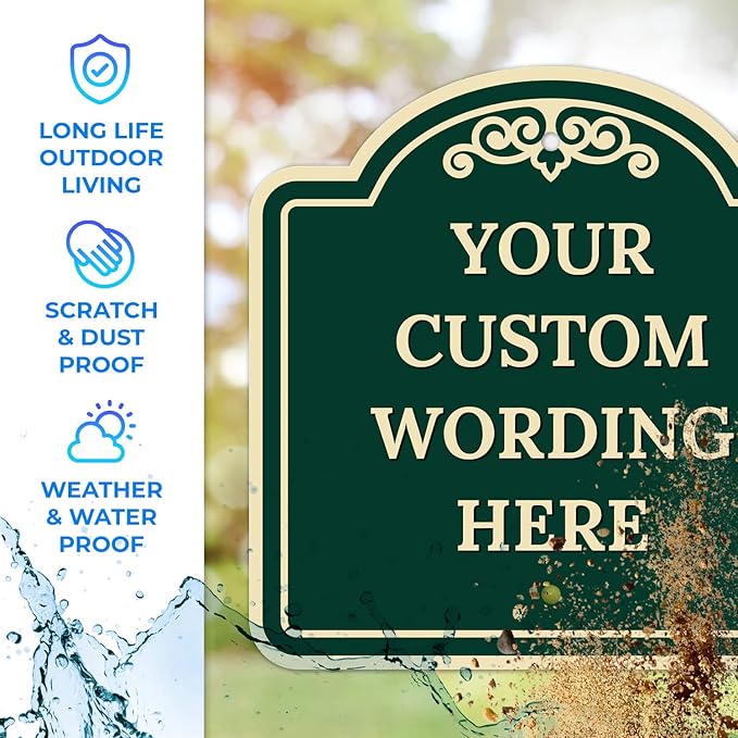Custom Decorative Sign, Personalized Metal Sign for Business, Driveway, Home, Airbnb, Office Door Plaque,Green Background,12x12 Inches, ACM, Fade Resistant, Made in USA