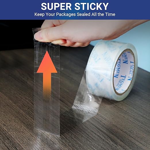 TegmenSeal Heavy Duty Clear Packing Tape with Dispenser Combo for Shipping, Moving & Storage,Thicker Clear Packing Tape, 1.88 inches Wide, 60 Yards Per Roll, 6 Pack 360 Total Yards