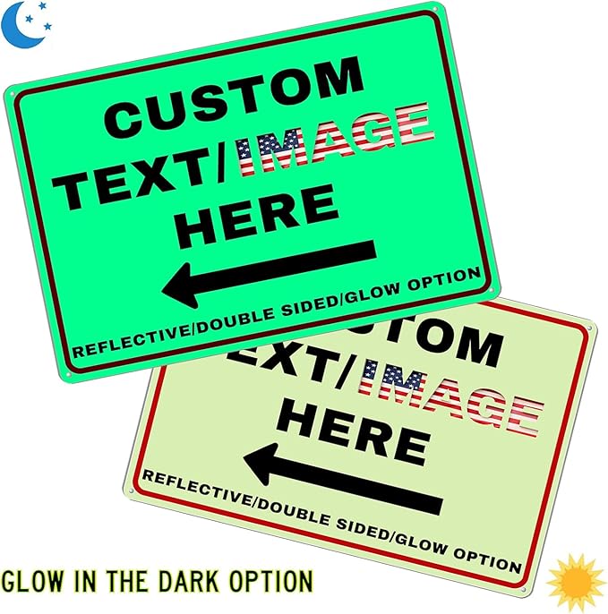 Custom Directional Arrow Sign Large, 30''x24'' Glow in the Dark/Reflective Option, Personalized Metal Address Plaque, Customize for Business Logo, Office, Home, Yard, Outdoor