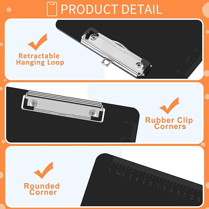 Black Clipboards, PANDRI 26 Pack Plastic Black Clipboards with Low Profile Clip 12.5 x 9 Standard Letter Size Clipboard for classrooms Office