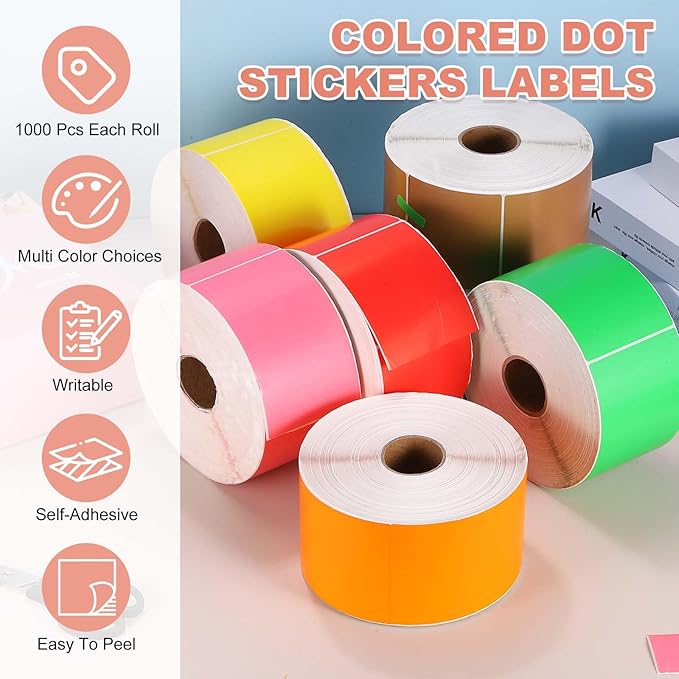 PATIKIL 1000Pcs Colored Coding Labels Stickers, 5x3 Inch Rectangle Inventory Stickers Self Adhesive Tags for Office Business Inventory Management Product Labeling Home Decor, Pink